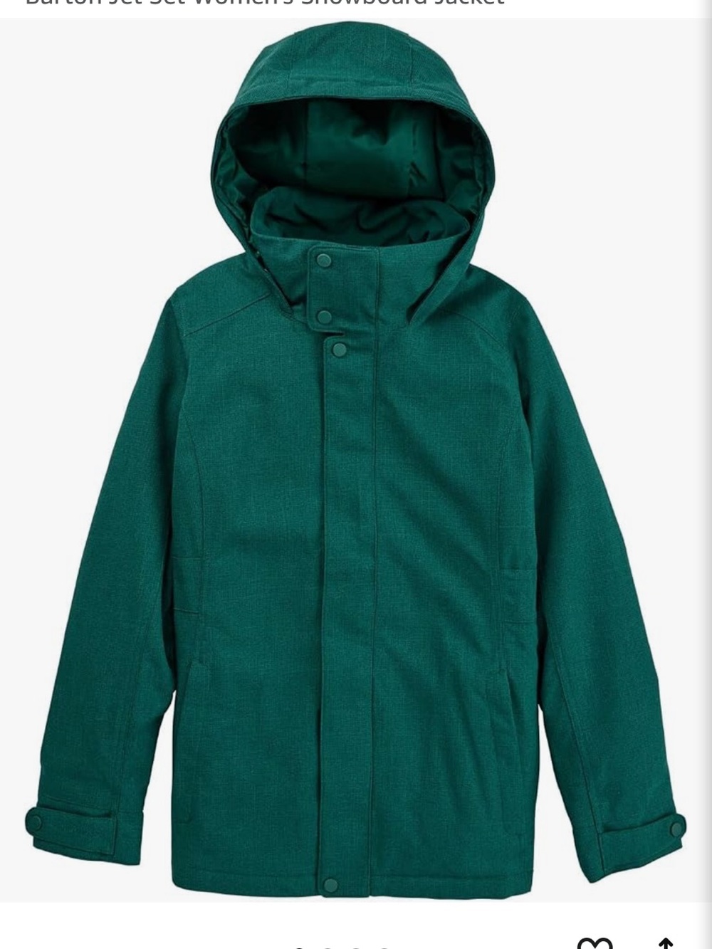 BURTON W Jet Set Jacket. Small. Green EUC
